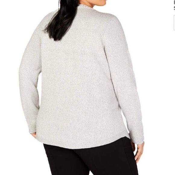 Karen Scott Holiday Meowy Cat NOT-Ugly Christmas Sweater in Gray 1X - Picture 11 of 11